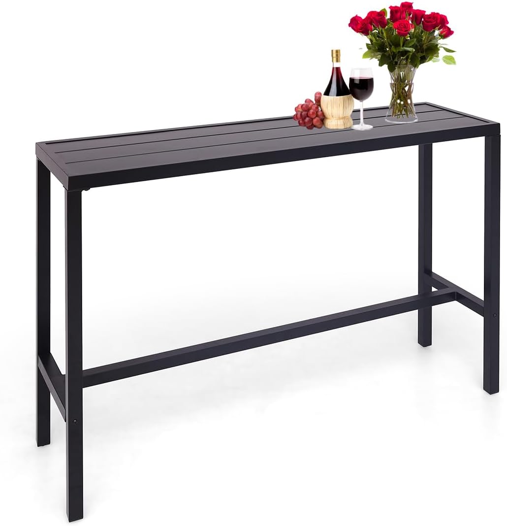 Patio Outdoor Bar Table 53 inch Height Bistro Table High Top Bar Metal Table with Waterproof Top for Hot Tub Home Kitchen Cafe