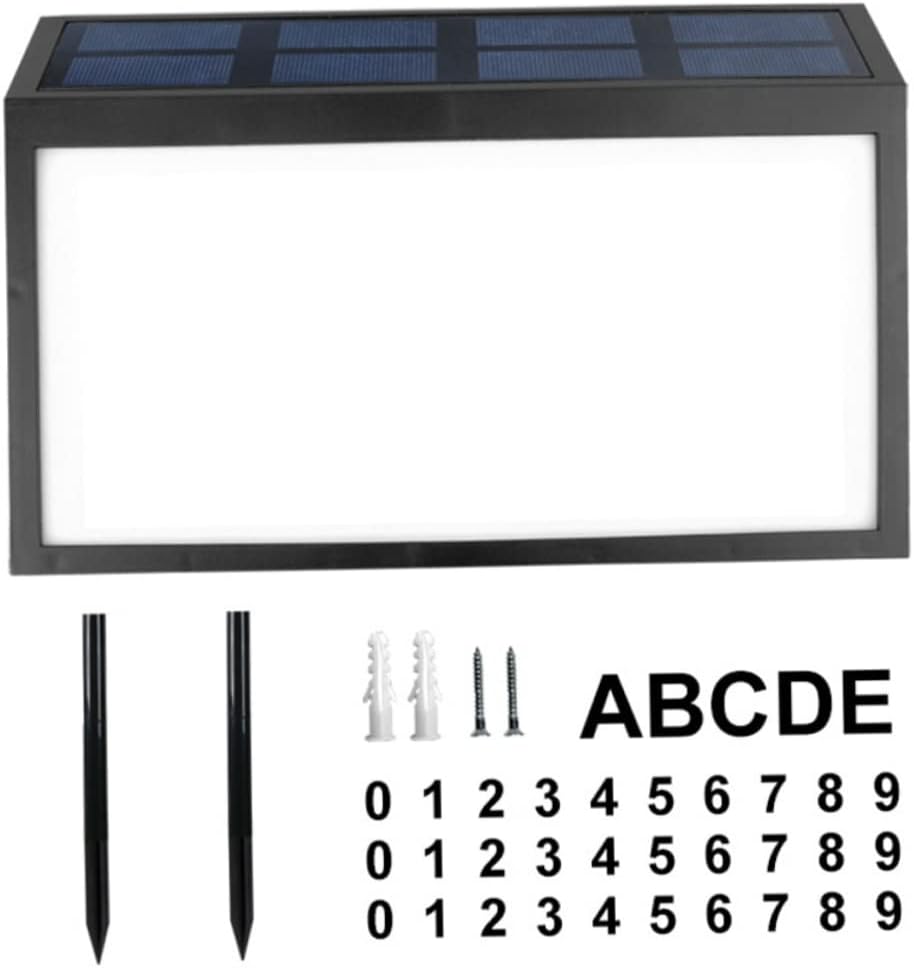 Balacoo Solar Address Sign Light LED Illuminated House Number Sign Solar Power Waterproof Outdoor Doorplate Light for Yard and Pathway