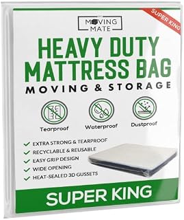 Super King Size Mattress Cover for Moving and Storage - Mattress Bag for Moving and Storage - 500g Mattress Storage Bags - Heavy Duty, Reusable, Tearproof