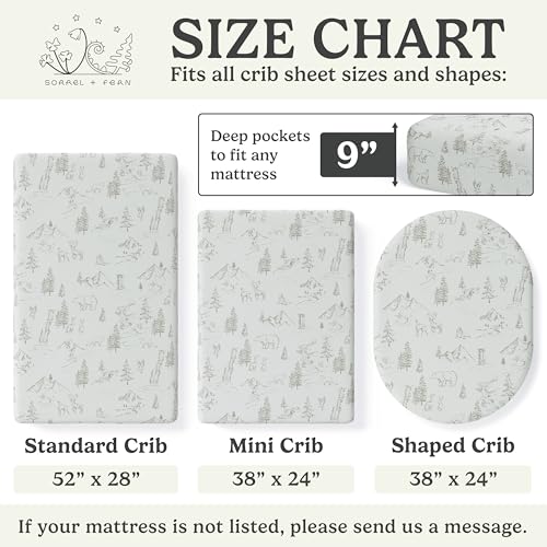 Image of Crib Sheets Neutral - Fitted Baby Crib Sheets Bed for Girl Boy - 2 Pack Standard & Toddler Mattress - Buttery Soft Organic Cotton Blend (Arctic Journey)