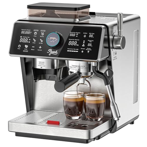 PwZzk Dual Boiler Semi-Automatic Espresso Machine with Built-in Grinder, 58mm