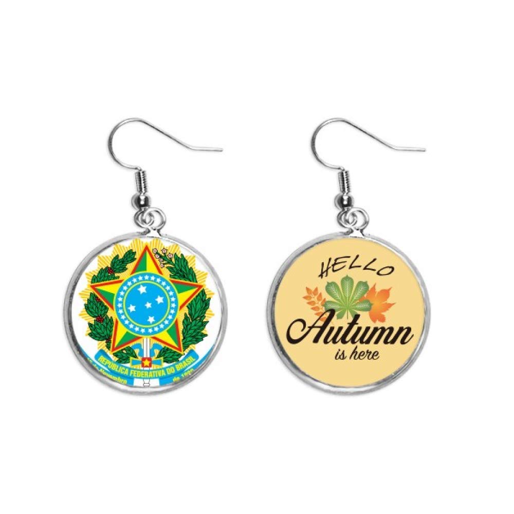 Pendientes de hojas de lóbulo acabado premium con emblema nacional 5