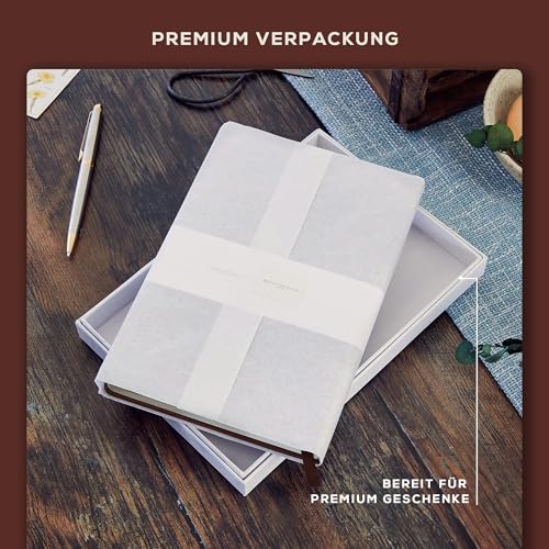 Beechmore Books Notizbuch liniert - A5, Braun I Premium Hardcover Journal Buch aus veganem Leder, 120gsm creme Papier, inkl Geschenkbox, für Schriftsteller, Journalisten, Meetings & Studenten