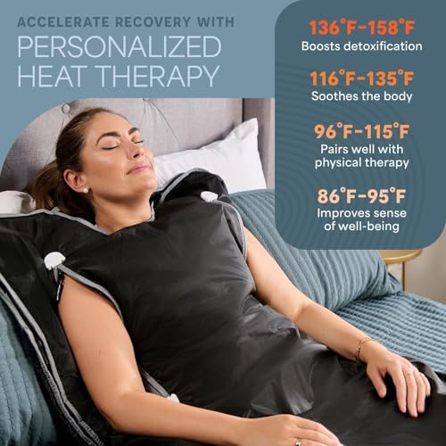 Image of Lifepro BioRemedy Infrared Sauna Blanket for Home Relaxation Detox | Portable Low EMF Carbon Fiber Dual-Layer, Adjustable 86-158F, 20-60 Min Timer, Far Infrared Full Body Relaxation