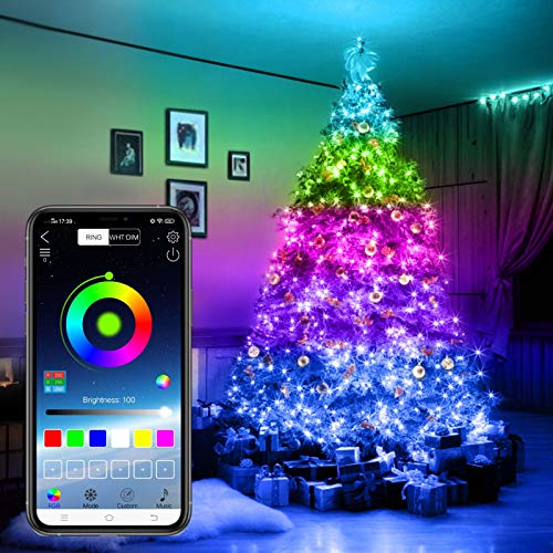 Preisvergleich Produktbild WGFGXQ Bluetooth-LED-Lichterkette, für Weihnachtsbaum-Dekoration, App-Fernbedienung, Verfärbung, Beleuchtung, Synchronisation mit Musik für Party, Zuhause, Küche, DIY-Dekoration