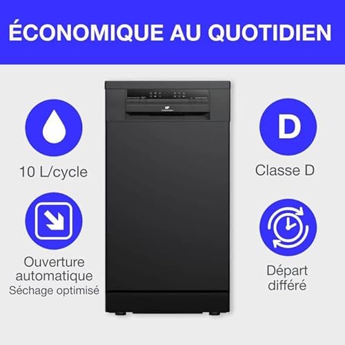 Lave vaisselle pose libre CONTINENTAL EDISON CELV1145B 11 couverts 45 cm 45 dB - vue 10