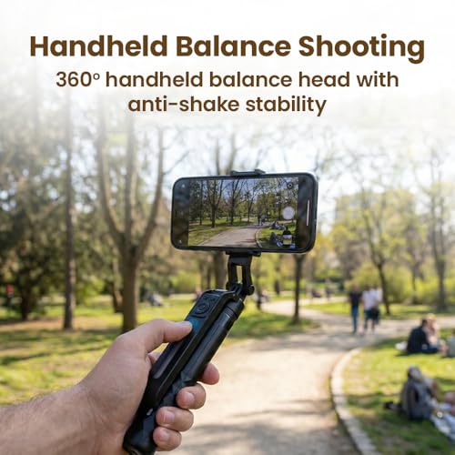 Image of Toreto One Axis Gimbal Stabilizer Tripod with AI Face Tracking & 360 Rotation | 1.8m Height Adjustable, Gesture Control & BT Remote | Compatible with iPhone & Android for Vlogging & Photoshoots