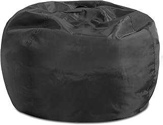 Posh Creations Structured Comfy Bean Bag Chair for Gaming, Reading, and Watching TV, 100in Round Classic Bean Bag, Microsuede - Charcoal Gray