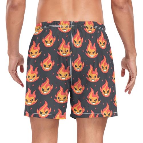 Evil Laughing Flame Demon Mens Beach Shorts Men Double Layer Bathing Suit with Pockets Quick Dry Elastic S2