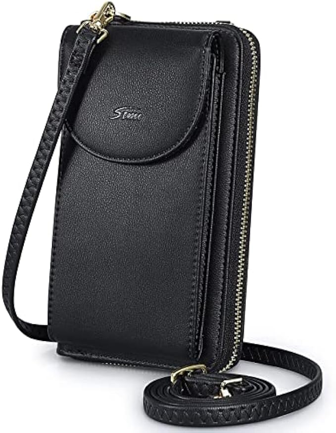 S-ZONE Small Crossbody Bags Cell Phone Purse for Women Leather RFID Blocking Wallet Purses with Credit Card Slots