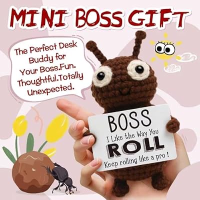 Funny Gifts for Boss Men Women Crocheted Dung Beetle Humorous Manager Leader Birthday Promotion Christmas Office Gift Handmade Appreciation Present