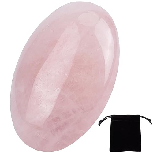 CREATCABIN Rose Quartz Crystals Large Oval Gemstones Healing Stones Pink
