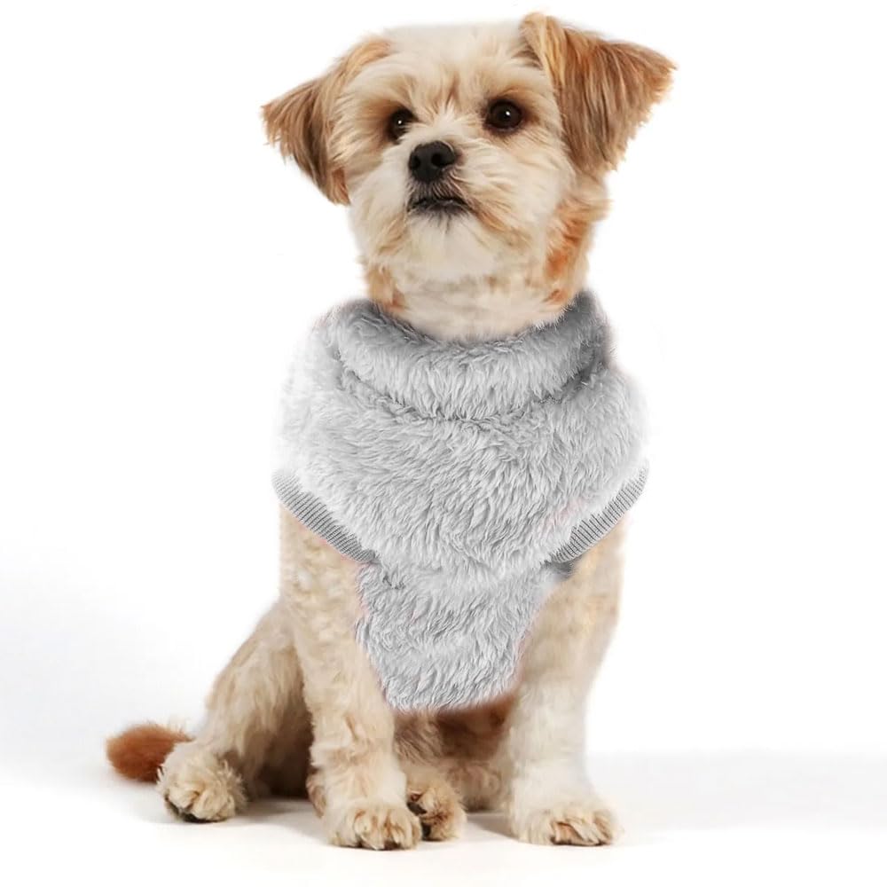 Voarge Pet Wool Winter Coat with D-Ring, Winter Warm Dog Cat Jumper Clothes Pet Coat Costume Puppy Sweater, Grey, M (Grey, XXL) - Image 2