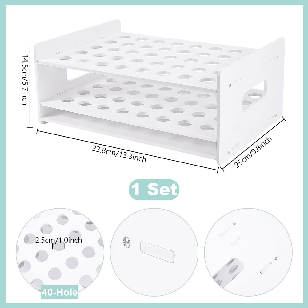 PH PandaHall 40 Holes Scissors Rack Organizer，PVC White Scissor Holder Storage Stand Desktop Tool Stand for Scissors Pens Makeup Brushes Knitting Tools Barbershop Home Office, 13.3x9.8x5.7inch