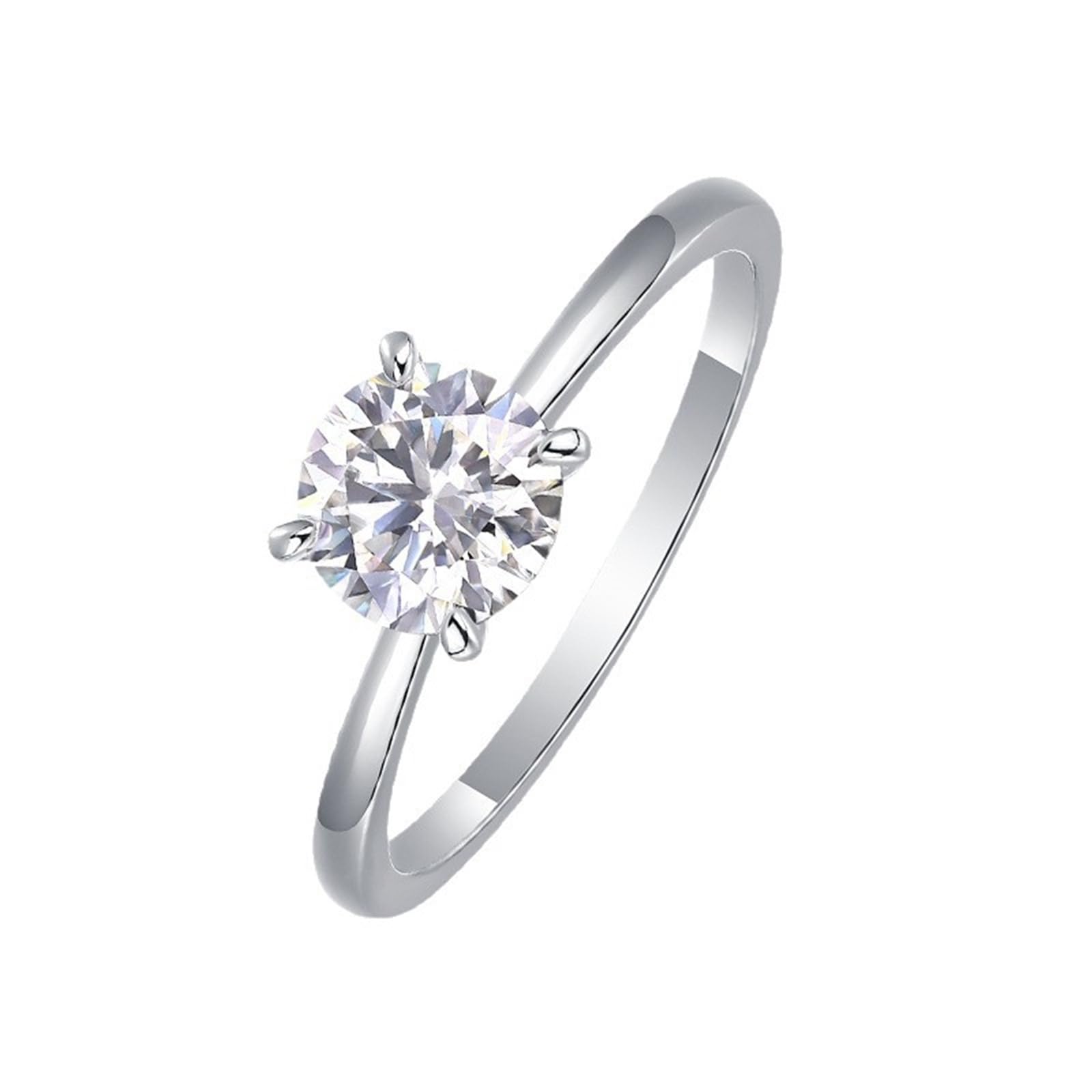 Anillo de boda de oro blanco para mujer, alianzas de oro auténtico con moissanite de 1 ct, anillo de boda solitario para mujeres