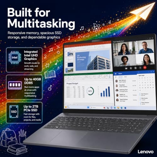 Image of Lenovo IdeaPad 2026 Student Laptop for College, Ultra Slim, 15.3 inch WUXGA Display, Intel Core i7-13620H 10-Core, 16GB DDR5, 512GB SSD, Wi-Fi 6, HDMI, Copilot AI, Win 11 Pro, Rapid Charge (80% in 45 Min)