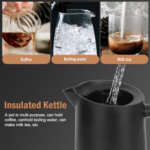 Jarra térmica de café con aislamiento de vidrio y mango de madera para hogar 4
