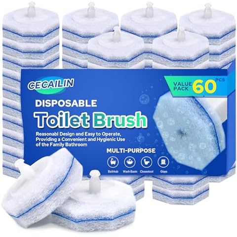 Cecailin® 60pcs Disposable Toilet Brush. Toilet and Bathroom Cleaning. Disposable toilet bowl cleaners. Toilet Brush Head. Compatible with Most Toilet Brushes Cover