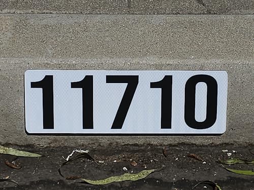 Reflective Curb Address Sign with 4 Inch Numbers - (Fits On Curb or Any Flat Surface) Easy Peel & Stick Installation!