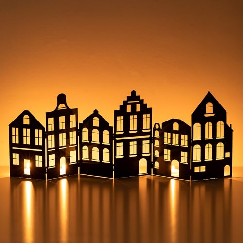 Sziqiqi Häuser Silhouette für Weihnachtsdeko Schwarz: 70 cm...