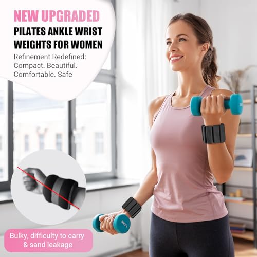 Image of Pilates Wrist Ankle Weights for Women, Wearable Strong Arm & Leg Weights Set of 2(1 lb /2.2 lbs Each), Adjustable Ankle Weights for Walking, Yoga, Dance, Barre, Gym