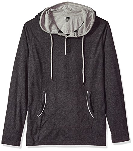 Lee Men's Long Sleeve Pull Over Hoodie, HTH/Charcoal, Large