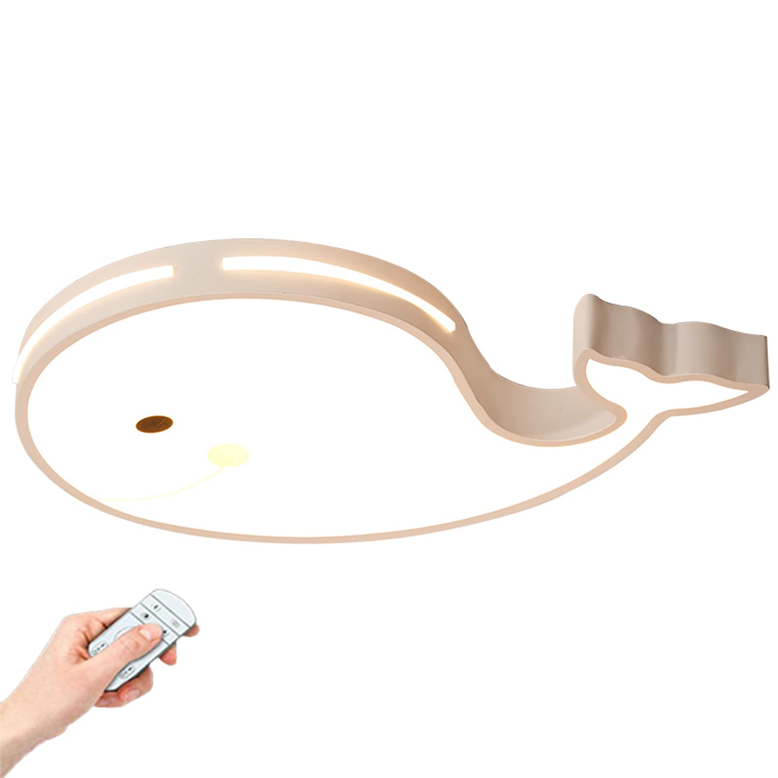LINCCW LED Creative Whale Ceiling lamp Child Bedroom Ceiling lamp Dimmable with Remote Control Children's lamp Nursery Overhead Lighting White Modern Ultra Thin Decorative lamp Acrylic L60xW36cm 36W