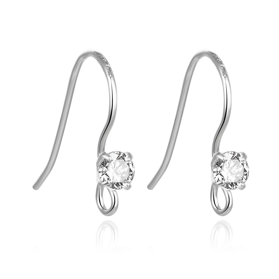 Adabele autentyczne srebro wysokiej próby 925 fantazyjne kolczyki haczyk wiszący 3 mm cyrkonia CZ diamentowy drut do uszu odporny na matowienie do samodzielnego wykonania kolczyków biżuterii SS470