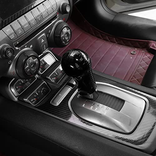 Jimen Compatible With Chevrolet Camaro 2010-2015, Center Console Gear Shift Knob Cover Trim (Black) #TOP4