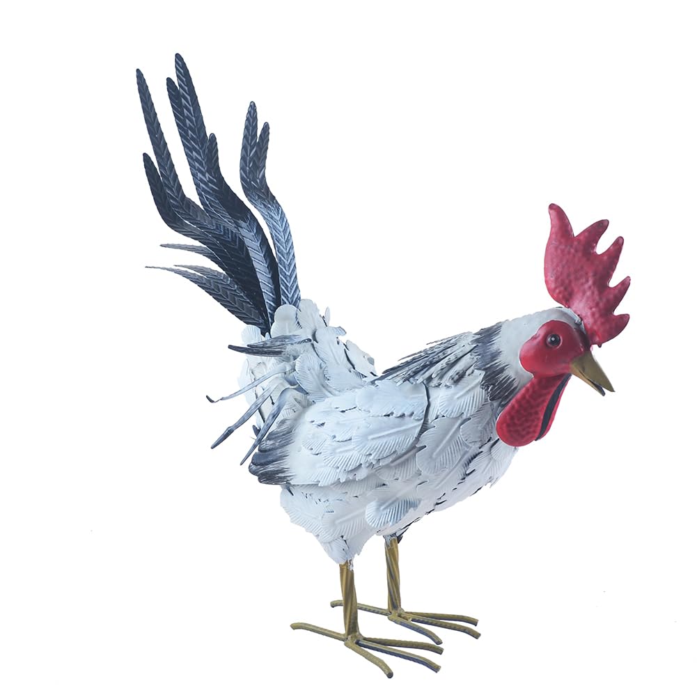 Statue de coq en métal pour décoration de jardin et terrasse extérieure