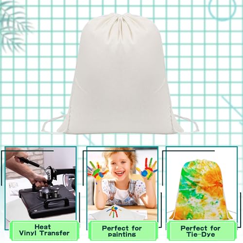 30 Pcs Tie Dye Cotton Drawstring Bags Sublimation Blank Tote Backpack Bulk Items to Tie Dye DIY Birthday Party Favors3