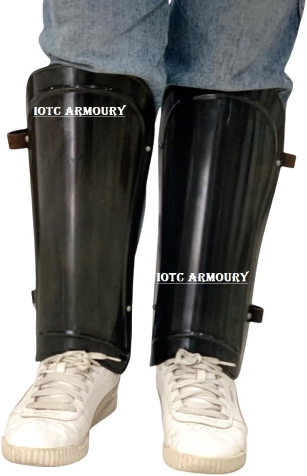 Medieval Leg Armor Pair 18 Gauge Steel Leg Guards Set Cosplay Costume LARP Knight Leg Greaves Reenactment Combat Armor Black Antique - Image 6