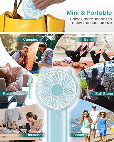 Mini Handheld Fan, ELEGIANT Small Personal Portable Fan with USB Rechargeable 4000mAh Battery Operated Fan 4 Speed Adjustable Work as Portable Power Bank for Woman Home Office Outdoor Travel