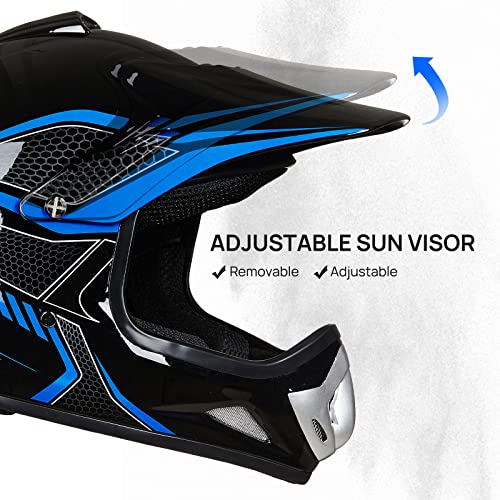 11/mo - Finance Youth Dirt Bike Helmet, Kids Motocross ATV BMX 4-Wheeler Off-Road Full Face Motorcycle Helmet W/Goggles Gloves Mask, DOT Approved (4Pcs Set) | Buy Now, Pay Later