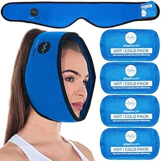 Face Ice Pack Wrap for TMJ Relief, Wisdom Teeth, Jaw, Head and Chin, 4 Reusable Hot and Cold Gel Packs, Pain Relief for Mouth, Oral and Facial Surgery