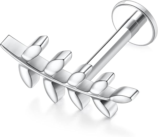 hengkaixuan 16G Titanium Labret Studs - Internally Threaded Flatback - Unisex - Silver - Piercing Jewellery - 3