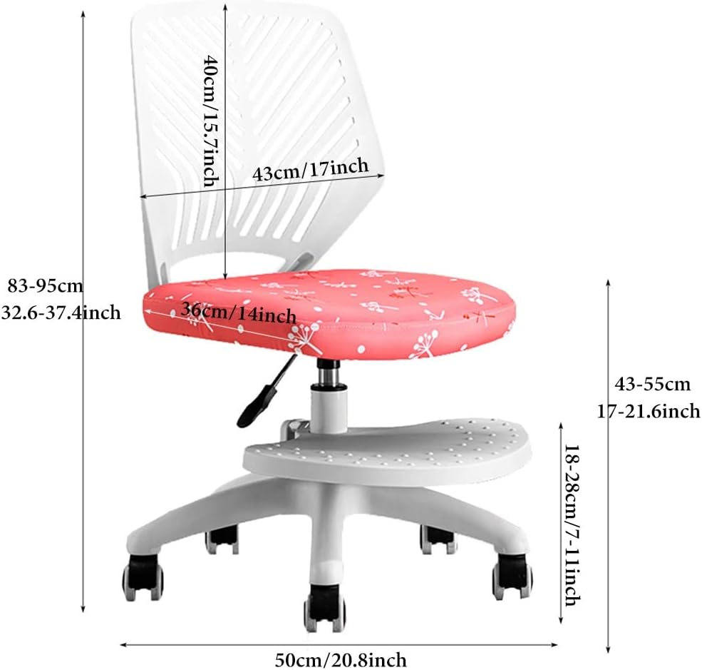 Kids Desk Chair with Wheels Mesh Office Chair Writing Task Chair for Teens Boys Girls 360 Rolling Wheels Fabric Soft Pad Seat, Height Adjustable, Locking Casters (Color : Blue A)
