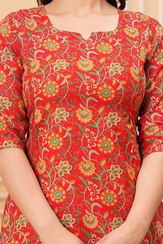 Image of Women Cotton Printed Co-Ord Set Kurta with Pant Set | Cotton Floral Printed Anarkali Maternity Feeding Kurta with Zipper /Maternity
