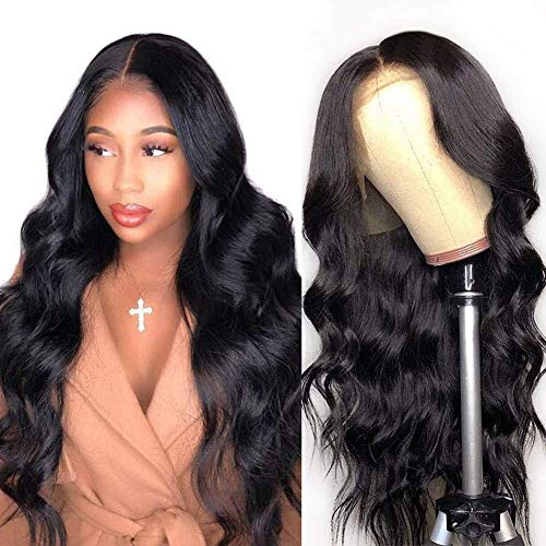 Brazilian Body Wave Middle Part Lace Front Wigs 13x2 Lace Human Hair Wigs for Black Women with Baby Hair Pre Plucked 150 Density Queen Plus Hair (28inch, body middle wig)