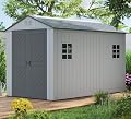 ZZM Outdoor Storage Shed 6x11 Ft, All-Weather Resistant Resin Garden Sheds & Outdoor Storage Clearance with Floor and Windows, Double-Layer Plastic Tool Shed for Backyard, Patio & Lawn (Gray)