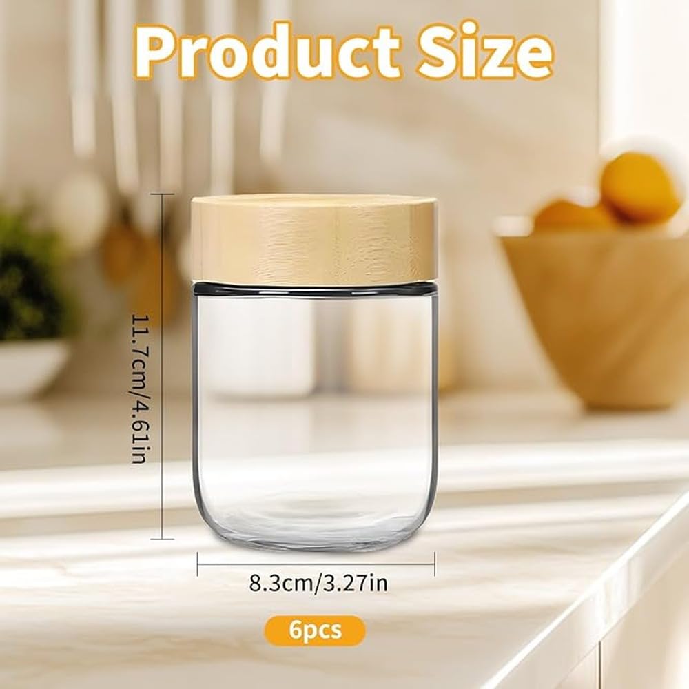 Barattoli di budino di Chia con coperchio Eleganti contenitori per la conservazione Barattoli di vetro per la preparazione dei pasti Conservare, 750 ml 6 pezzi
