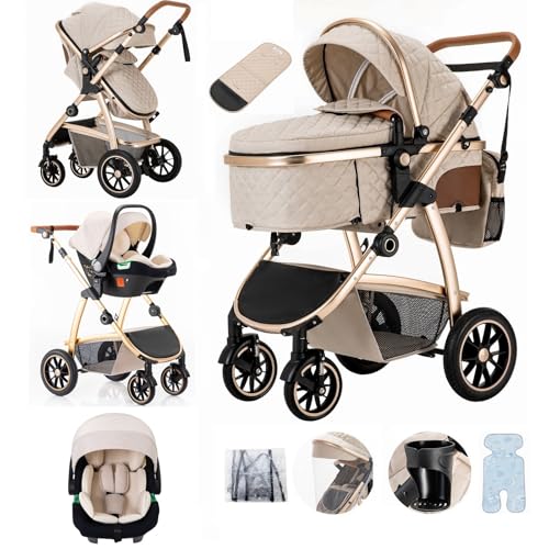 Lnhcrbs Kinderwagen 3 in 1, Baby Born Kinderwagen mit Einstellbarer Höhe...