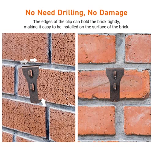 Image of Hook, 10 PCS Brick Hook Clip Outdoor Hanging Hooks for 60-70mm Brick in Height No Drilling Sliding Brick Hanger Clips for Festival Birthday Decoration