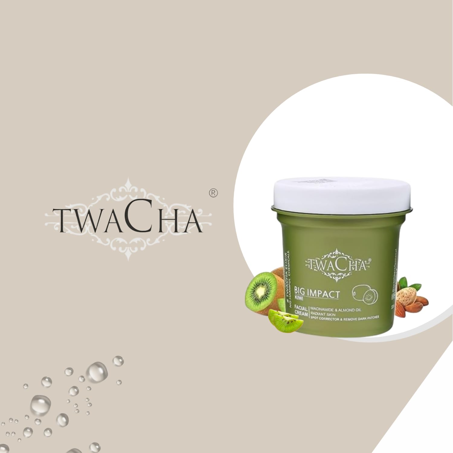 Twacha Kiwi Facial Cream for Radiant Skin Solution | Removes Dark spots and Dark Patches | with Niacinamide and Almond oil | (325 GM) 3