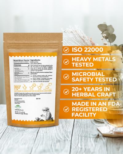 Image of 1.8 oz. Pishma Tea Tansy Flowers Herbal Tea (Tanacetum Vulgare L.) - 50g Dried Cut Tansy Flowers Herb