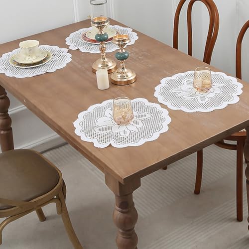 Set de table et dessous de verre dentelle couleur unie 38 x 38 cm - 3
