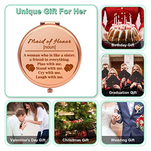 Maid Of Honor Gift For Women Compact Makeup Mirror For Friend Girls Bridesmaid Gift For Sister Bridal Shower Gift Wedding Gift Folding Makeup Mirror Engagement Gift For Her Christmas Birthday Gifts #TOP5