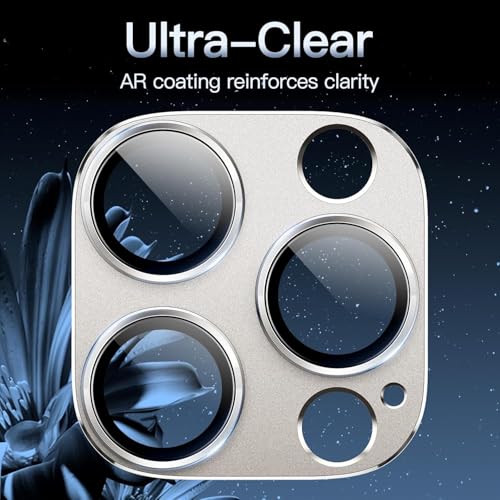 Image of Tempered Glass Camera Lens Protector for iPhone 16 Pro /iPhone 16 Pro Max - Alloy Metal Cover with Tempered Glass - Scratch Resistant, Easy Installation (Grey)