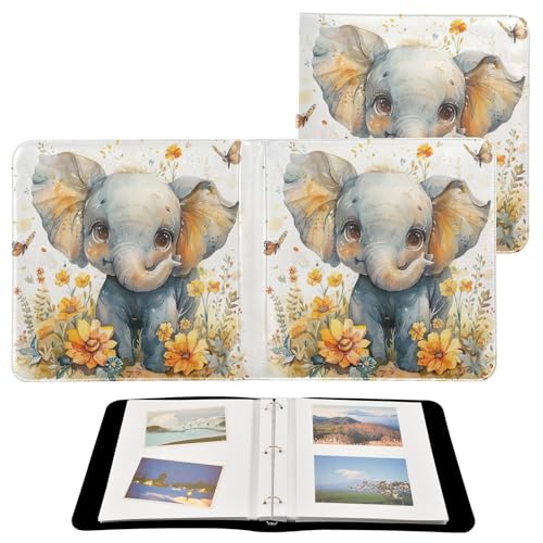 Álbum de fotos Scrapbook adhesivo con diseño floral y elefante, encuadernador de 3 anillos, 40 páginas, 8x10 para recuerdos miniatura 2