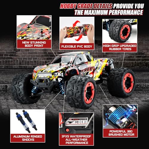 Image of 1:18 Scale 40+km /h High Speed Remote Control Car, 4x4 Waterproof Off Road RC Cars with Extra Shell, Fast 24GHz All Terrain Toy Trucks for Boys and Adults, 2 Batteries for 40mins Fun A1